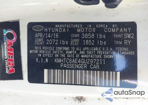 2016 Hyundai Veloster Turbo из США, поврежденный, VIN KMHTC6AE4GU297211